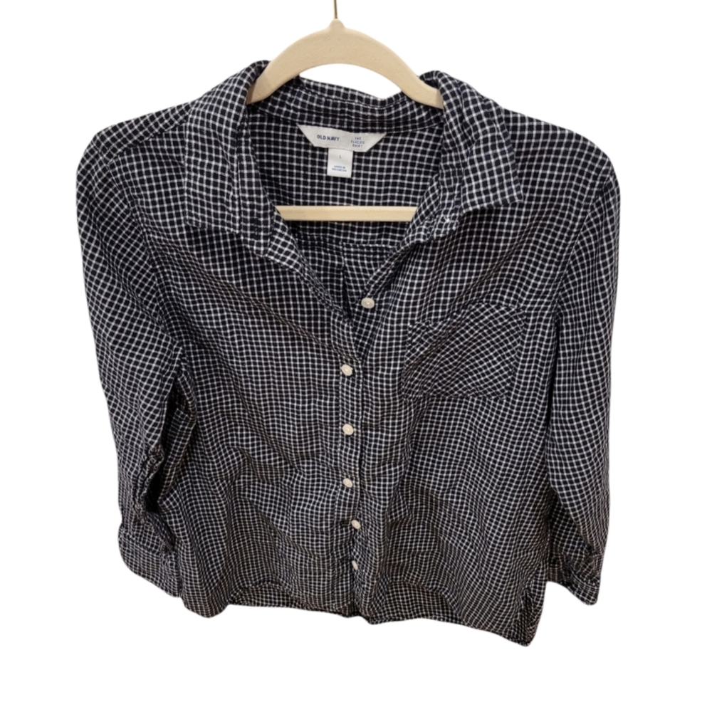 Old Navy Black Check Flannel the Classic Shirt